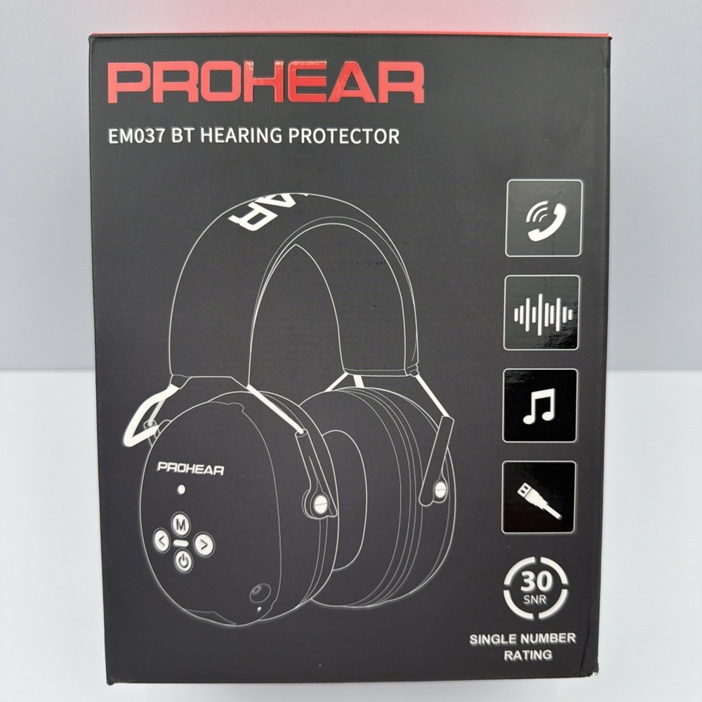 PROHEAR EM037 Bluetooth Hearing Protection Ear Muffs Rechargeable – 30dB SNR